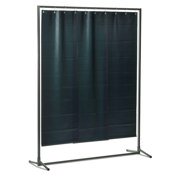 Stellwand Schutzwand VIPER 1300 mit Lamellenvorhang aus 470 x 0,4 mm Lamellen Dunkelgrün